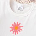 Summer Casual White T-Shirt for Girls with Daisy Print | SAMAG