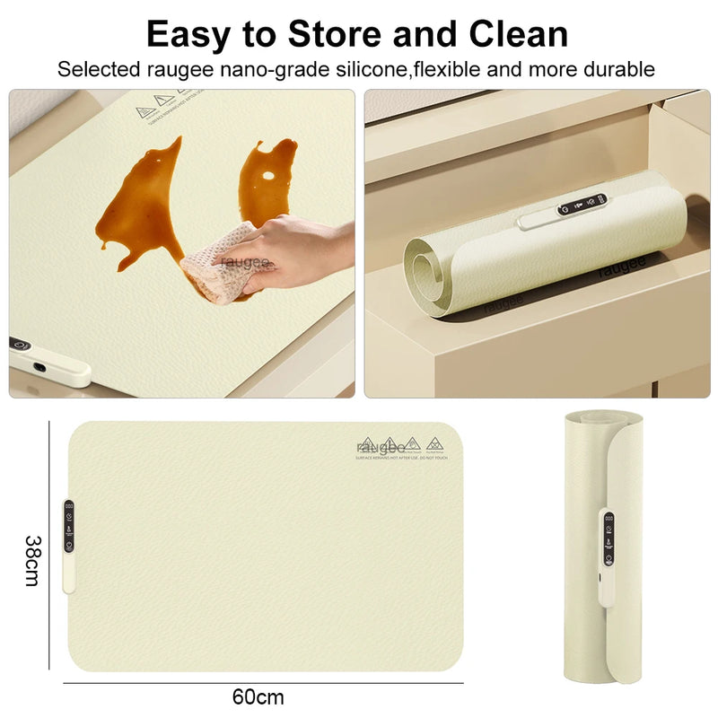 Electric Heating Plate Food Warmer Mat Silicone Dining Table Fast Warming Food Coffee Heater Tray Foldable Food Warming Plate