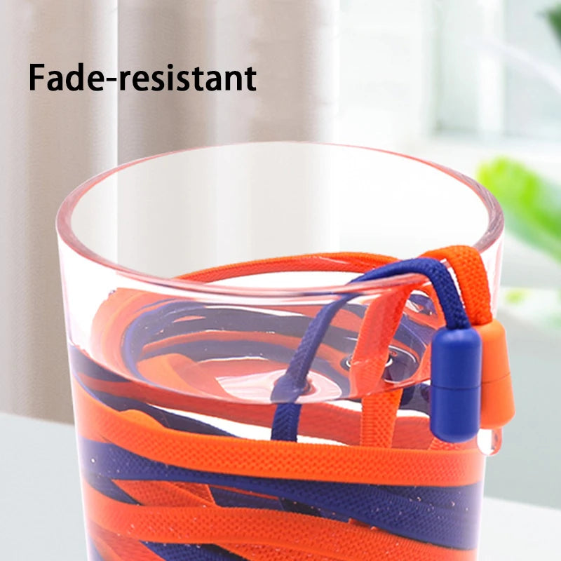 New 1Pair/3Pair Metal Lock Shoe Laces for Sneakers Elastic Stretch No Tie Shoelaces Casual Shoes Running Shoes