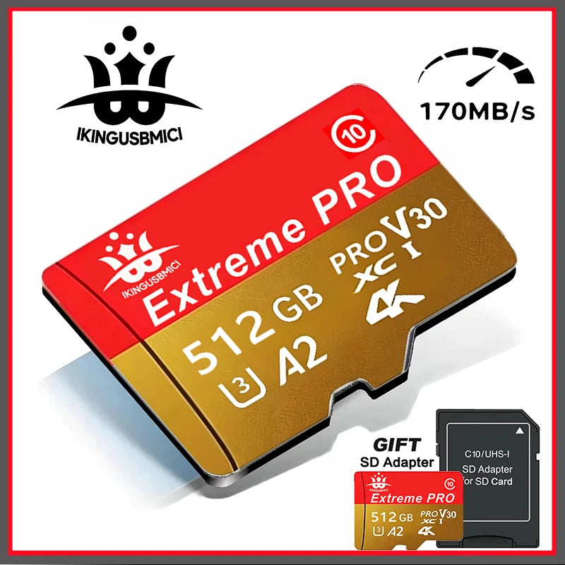 512G Extreme Micro SD TF Memory Card UHS-l High Speed 3 2G A1 64G 128G 256G U3 A2 V30 For Xiaomi Phone PC Dropshipping