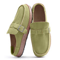 Evshine Women's Fashion Clogs Slippers with Adjustable Buckle Soft Insole Men Flat Mules Suede Beach Shoes Comfy House Slippers
