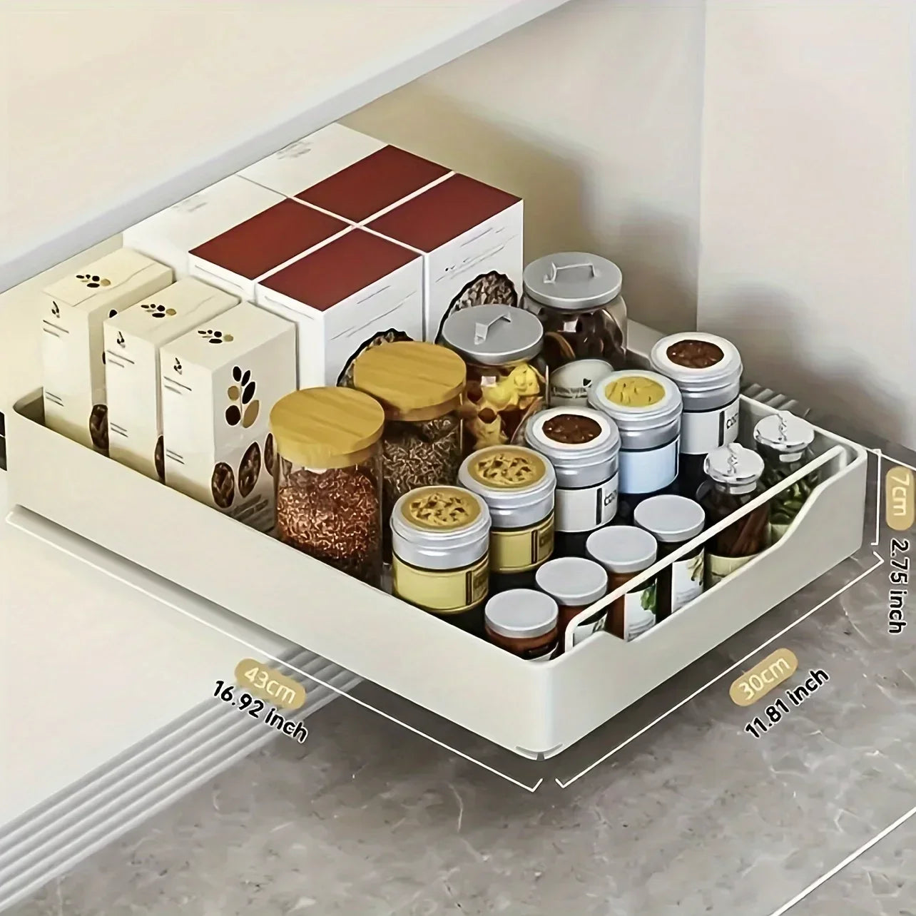 Multifunctional Acrylic Dividers For Kitchen Accessories Type Storage Rack Pull Out Drawer Tray With Slide Rails Box Spice Dish