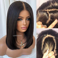Pre Bleached Silk Base Full Lace Wigs Bob Blunt Cut Glueless Straight Human Hair Wigs Brazilian Hair Bob Wigs For Women
