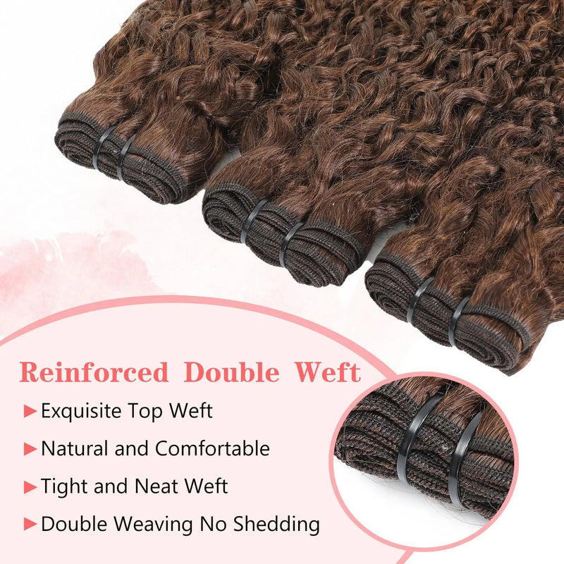 Chocolate Brown Burmese Curly Human Hair Bundles 4# Double Drawn Vietnamese Human Virgin Hair Weave Vietnamese Raw Hair Bundles