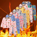 2-piece Autumn And Winter Children's Plush Thick Warm Home Underwear Set For Boys And Girls Fun And Cute Tops Comfortable Pants