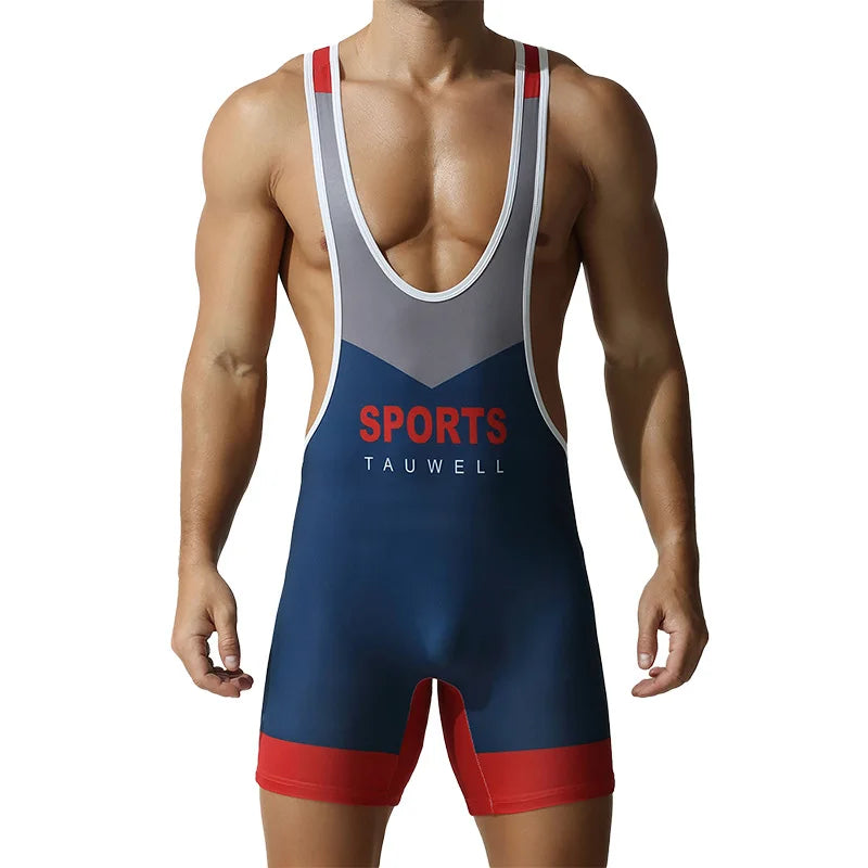Men's Bodysuit Undershirt Gym Sports Vest Boxers Wrestling Singlets Bodybuilding Jumpsuits Cycling Running Fitness Clothing