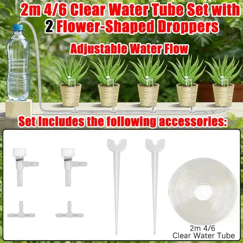 4/7mm Micro Drip Irrigation Kit 2-20m Adjustable Automatic Watering System for Garden Greenhouse Flower Beds Potted Plants
