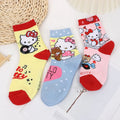 Sanrio 3 Pairs Four Seasons Women's Sweet And Cute Cartoon Hello Kitty Pattern Versatile Casual Sweat Absorbing Long Socks