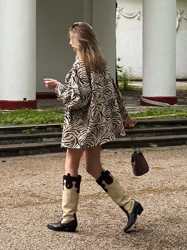 Women Zebra Print Two Piece Set Lapel Collar Elastic Waist Short Sleeve Coat Loose Shorts 2026 Spring Autumn Fashion Casual Suit