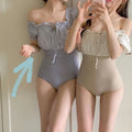 New Korean Style Solid Ruffled One-piece Swimsuit Sexy | SAMAG