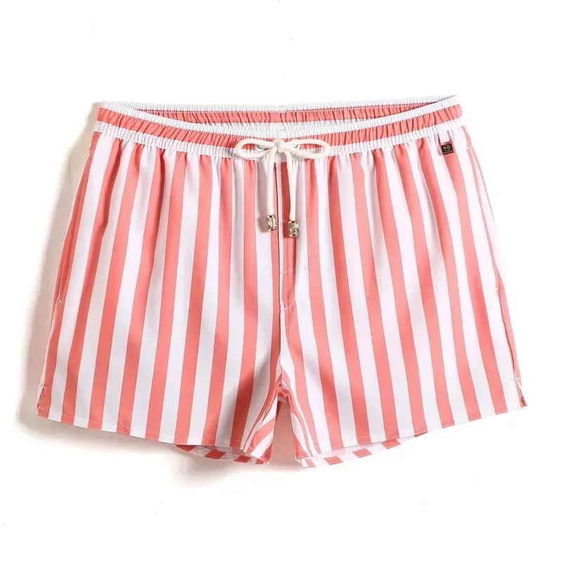 Striped Men Casual Shorts Beach Pants Board Short Quick Dry Sports Trunk Summer Seaside Beachwear Loose Homewear Sleeping Pajama