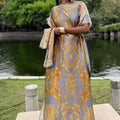 Luxury Soft Muslim Print Abayas Women Short SLeeves | SAMAG