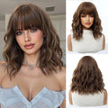 Short Silver Gray Curly Wavy Synthetic Wigs with Bangs for Women Grey Bob Cosplay Party Lolita Natural Hair Wig Heat Resistant
