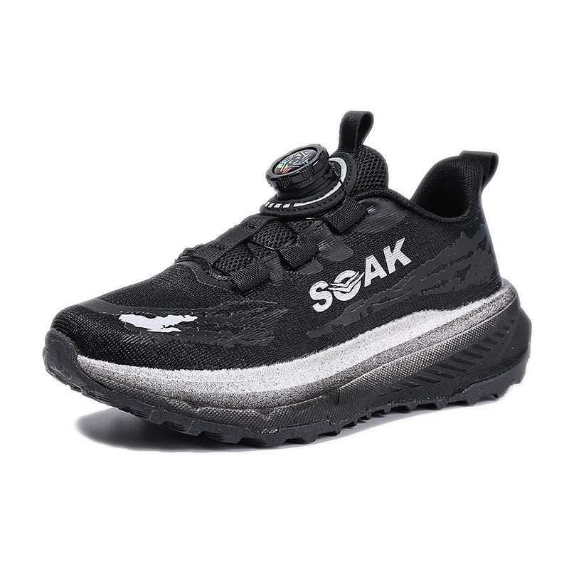 Childrens Sneakers Rotating Buckle New Anti Slip Comfort Mesh Student Boys Outdoor Ultra Light Soft Sole Training Running Shoes