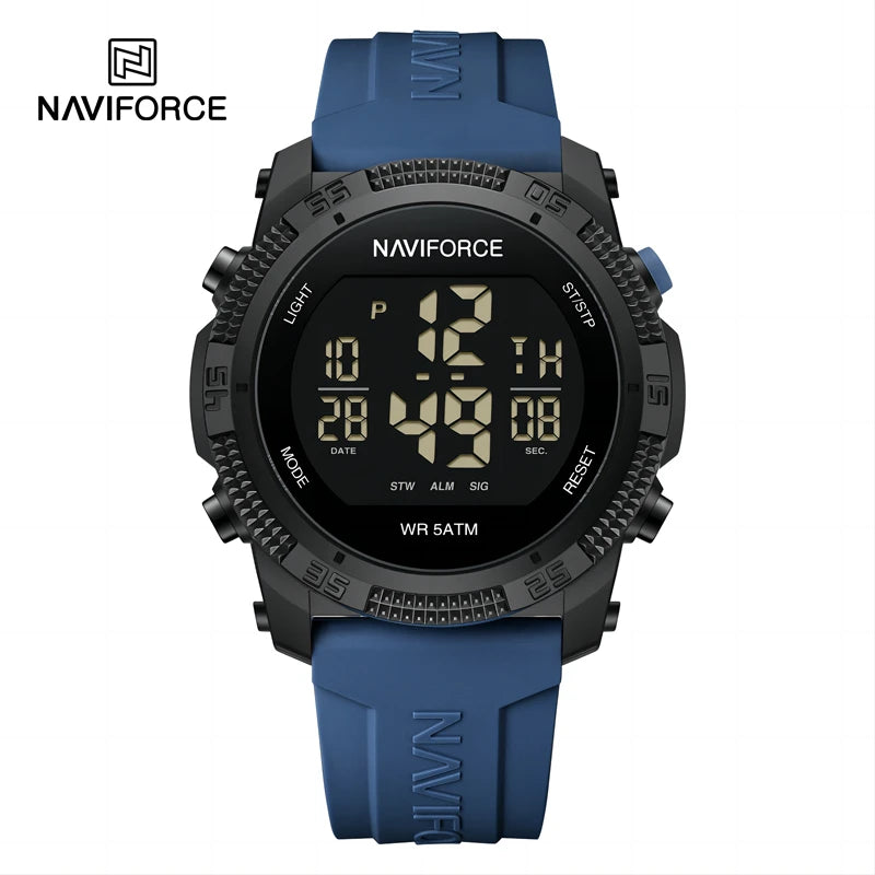 Naviforce 7104 Luxury Men Fashion Watch Water Resistant Wristwatches Silicone Strap LCD Electronic Clock Relogio Masculino