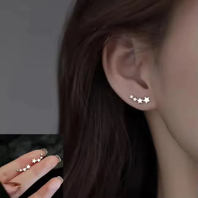 VENTFILLE 925 Sterling Silve Star Hoop Earring for Women Zircon Geometry Wide Office Versatile Jewelry Birthday Gift Dropship