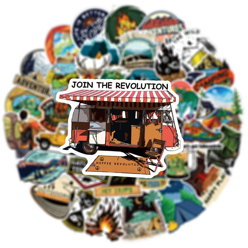 10/25/50pcs Outdoor Camping Stickers Graffiti for DIY Travel Luggage Scrapbooking Phone Laptop Car Skateboard Helmet Bottle