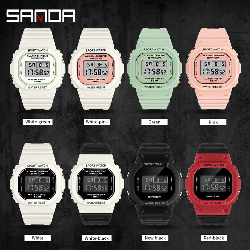 SANDA New Style Fashion Boys Girls Watches Waterproof LED Digital Watch Clock Lady G Style Sport Student Watch Relogio Feminino