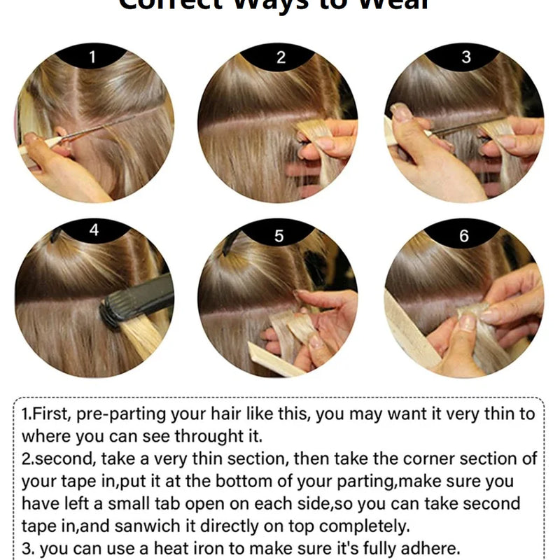 Deep Wave Tape In Extensions 100% Human Hair Deep Curly Tape on Hair Extensions Skin Weft Remy Natural Hair Extensions #1B