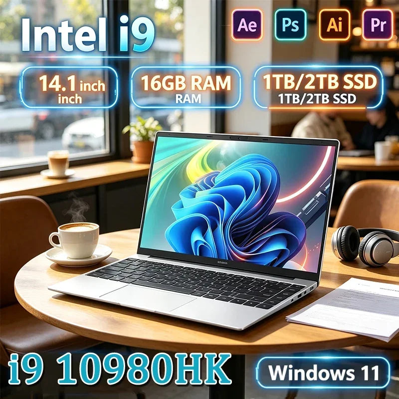 2026 Intel Core i9-10980HK Notebook Windows 11 Pro 14.1inch Laptop 16GB RAM 1TB/2TB SSD Fingerprint UnIock Office Game Laptops