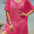 Women's Swimwear Crochet Lace Beach Cover Up Bikini Swimsuits Knitted Cover Up Dress Womens Swimsuit V Neck Side Split Beachwear