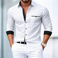 Men's Contrasting Color Trimmed Long Sleeved Formal Shirt | SAMAG