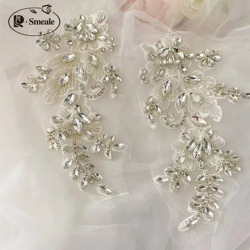 Handsewn Rhinestone Flower for Wedding Dress, Coats | SAMAG