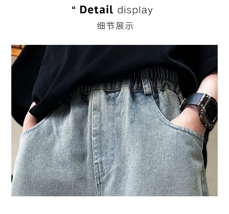 Kids Boys Graffiti Drawing Denim Shorts Elegant Children Casual Ripped Short Jeans Capris Pants 5 6 7 8 9 10 11 12 13 14 Year