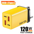 4 Ports 120W USB C Charger Fast Charging EU/US/UK Plug Wall Charger Adapter For iPhone Samsung Xiaomi Huawei Phone Power Charger