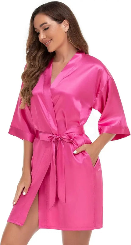 Women's Pure Short Silky Robes Bridesmaid Bride Party | SAMAG