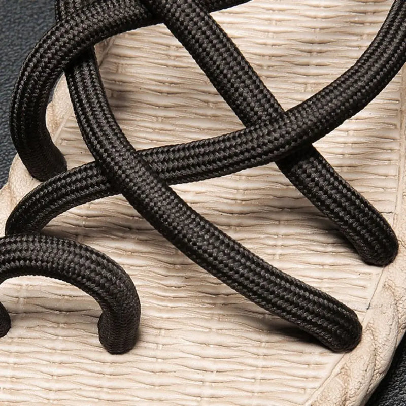 All Match EVA Outer Wear Shoes Personality Soft Braided Rope Flats Slippers Beachwear Anti Slip Home Slides Sandals Beach