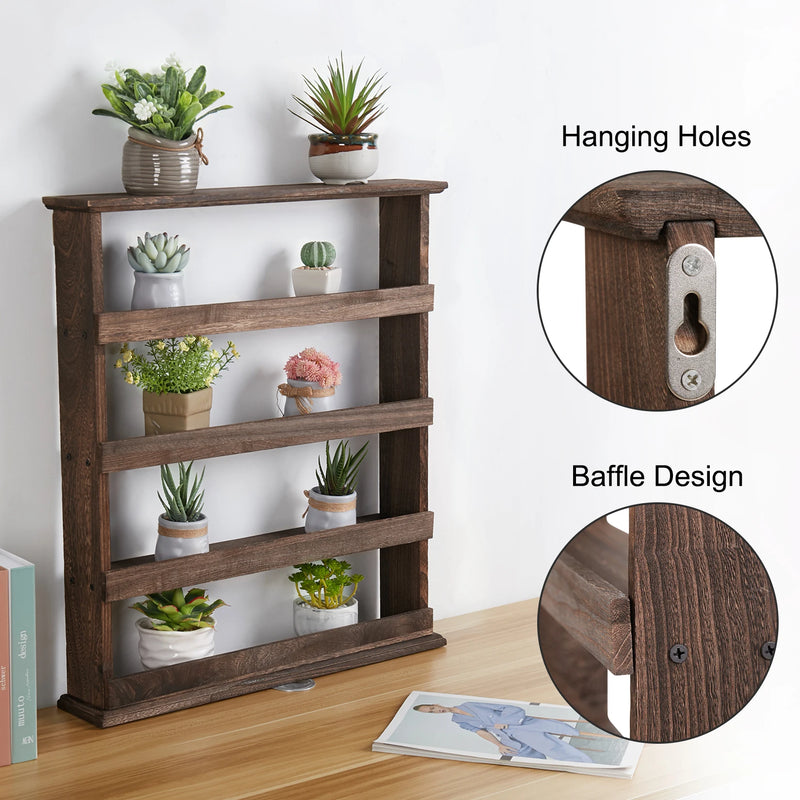 Wood Spice Rack Wall Mount, Wooden Holder, Seasoning Countertop or Tiered Door - View 4 | SAMAG