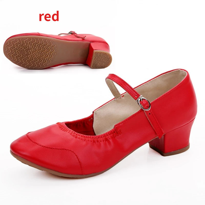 Women Dance Shoes Soft Sole Mid Heel Square Dance Shoes for Adults All Seasons
