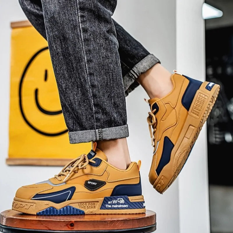 Men's Leather Low Top Sneakers Trendy Light Comfort Versatile Street Board Shoes Fashion Outdoor Men Running Casual Sports Shoes