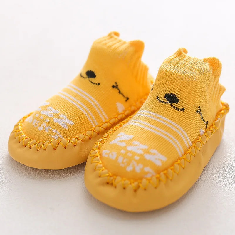 Baby Shoes Cotton Floor Socks Shoes Cartoon Cute Baby First Walkers Toddler Shoes Girl Boys Kids Soft  PU Sole Shoe Anti-slip