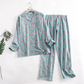 Cotton Flannel Women's Long Pants Pajamas Sets for Sleepwear Plaid Design Loose Autumn and Winter Long Sleeve Trouser Suits
