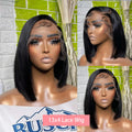 220% Bone Short Bob Straight 13x4 Lace Front Wigs Brazilian 100% Human Hair Preplucked 4x4 Transparent Lace Closure Wig 14 Inch