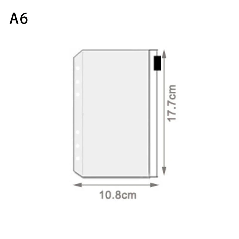 10Pcs  A5 A6 A7 Binder Pocket Binder Zipper Folders for 6 Ring Notebook Divider Page Waterproof PVC Leaf Document Filing Bag