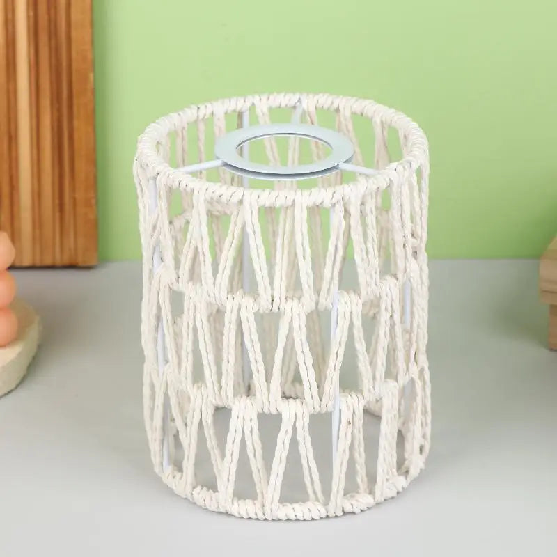 Garden Decor with Handcrafted Boho Woven Paper Rope Rattan Lampshade