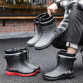 Fashion Outdoor Men's Rain Boots Short Tube Hiking Fishing Water Shoes Anti-slip Chef Work Ankle Boots Waterproof Non-slip Shoes