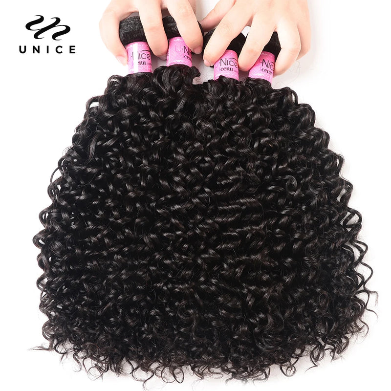 UNice Hair Curly Bundles 100% Human Hair Bundles 8-26 Inch Natural Color Virgin Human Hair 1/3Pcs Bundles