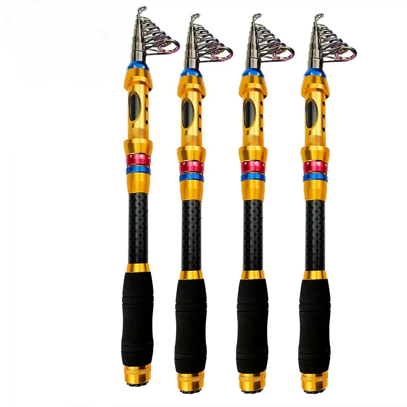 Fishing Rod and Reel Set 1.8-3.6m Carbon Telescopic Fishing Rod Pole with Metal Spool Spinning Reel Saltwater Freshwater Kits