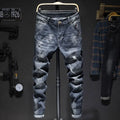American Elastic Straight Jeans Men Ripped Worn-out | SAMAG