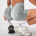 Women Seamless V Back Shorts Faux Jeans Elastic Yoga Pants Butt Lifting Leggins Fitness Athletic Workout Sports Short Tights