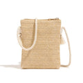 Fashion Straw Shoulder Bag Woven Square Phone Bag Handbags