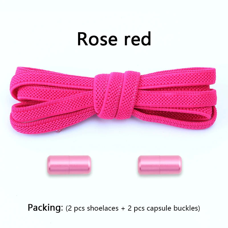 Flat Shoe Laces Without Ties Colored Matte Metal Lock Lazy Shoelaces for Men and Women Casual Shoes Elastic Shoelace 1 Pair