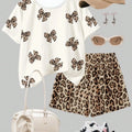 2-Piece Cheetah Print Set for Teen Girls: Casual Crewneck | SAMAG