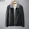 Autumn Winter New Men's Thickened Leather Jackets Fashion Solid Plush PU Leather Coats High Quality Men Warm Windbreaker Jackets