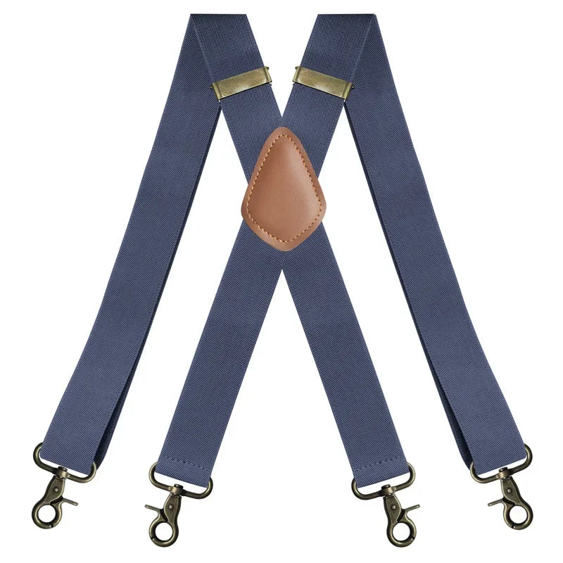 Deepeel 3.5*120cm Men's Adult Suspender X - Type Braces 4 Clips Hook Buckles Adjust Strap Elastic Belt - Visuel 11 | SAMAG