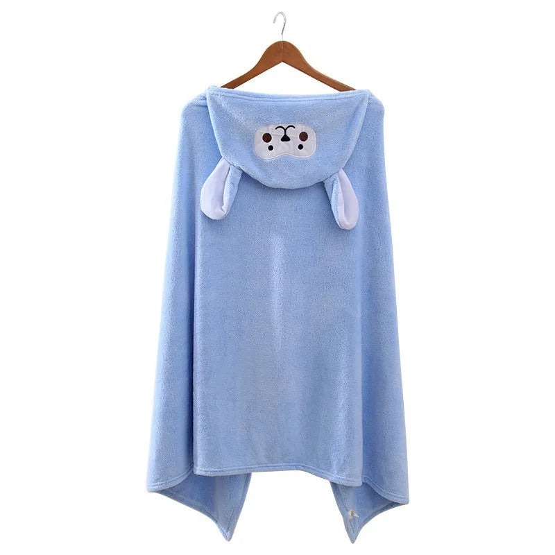 70x140CM Baby Bath Towel Coral Fleece Baby Hooded Towel Absorbent Soft Towels for Newborn Cartoon Animal Hooded Bath Blanket